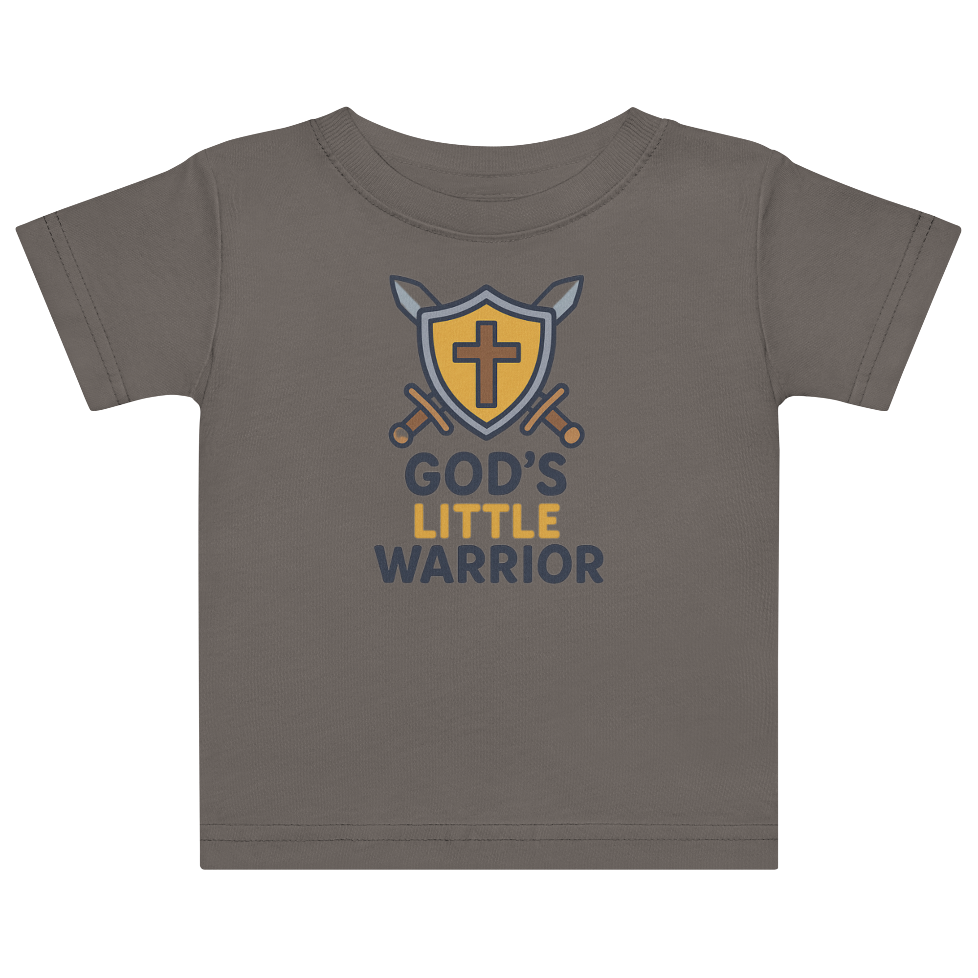 God's little warrior infant tee charcoal