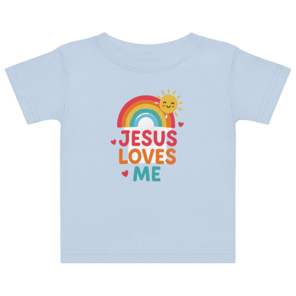 Jesus Loves Me Rainbow light blue