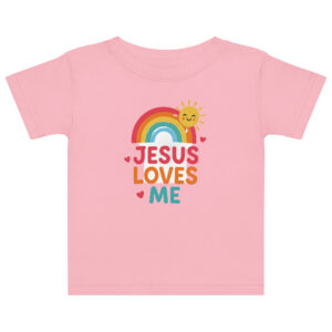 Jesus Loves Me Rainbow Tee pink