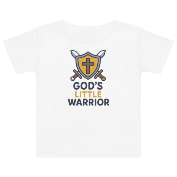 God's little warrior infant tee white